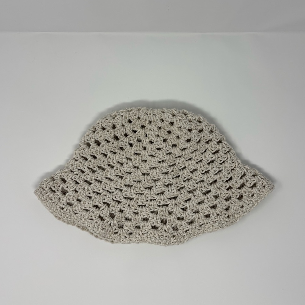 Cream Crochet Granny Stitch Bucket Hat - Picture 4 of 4